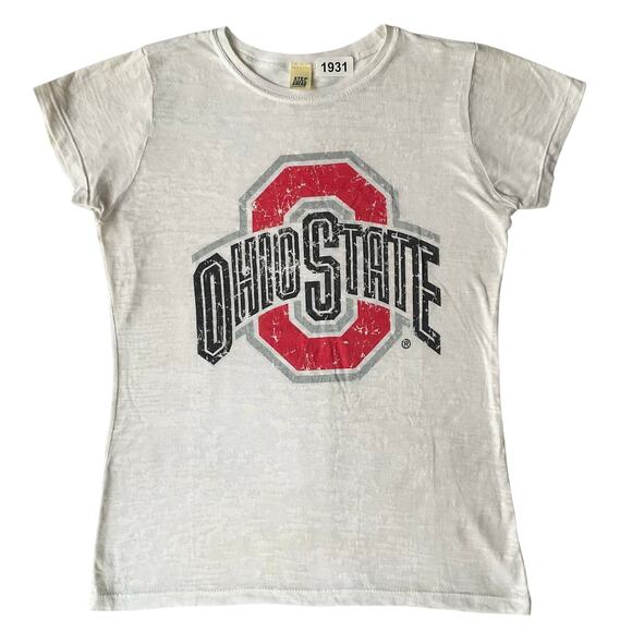 Step Ahead Women’s Short Sleeve Semi Sheer T-shirt size S, Off White, Ohio State - Picture 1 of 9
